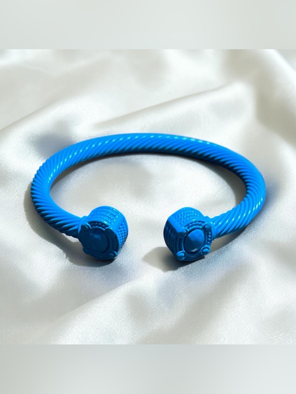 Vivid Blue Twisted Open Cuff Bracelet